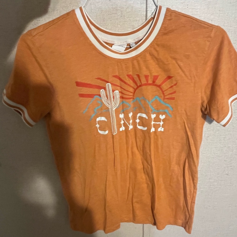 Cinch Orange Short Sleeve Tee with Cactus Design